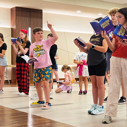 Rehearsal for Spongebob the Musical at the Omaha JCC